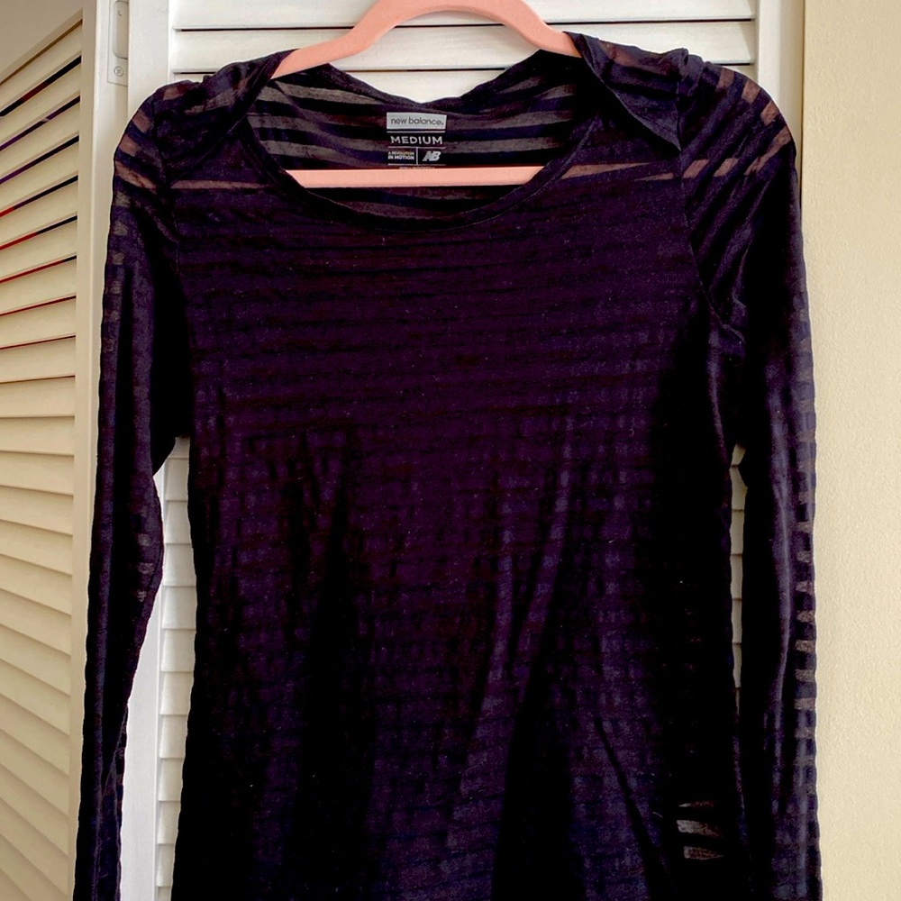 Semi sheer New Balance striped top